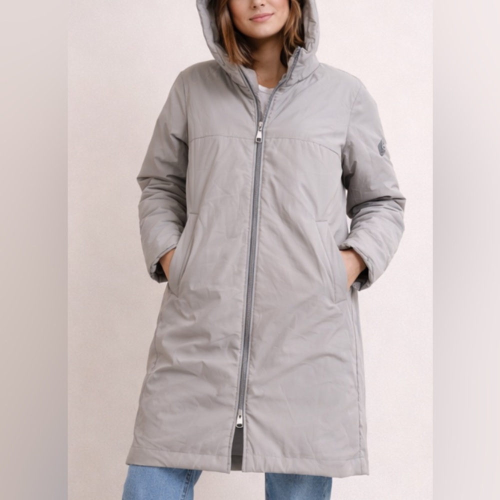 🩶🤍 Astrid Gray Quiet Luxury Coat EUR 44 Elegant Long Chic Winter✨